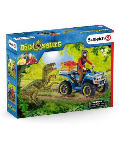 Комплект Schleich Dinosaurs - Бягство от велосираптор с АТВ - 7