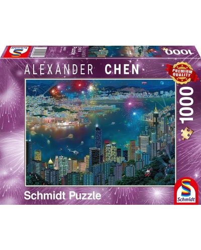 Пъзел Schmidt от 1000 части - Фойерверки над Хонг Конг, Александър Чен - 1