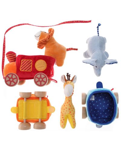 Мека играчка за дърпане Sigikid Baby PlayQ – Влакче Сафари - 4