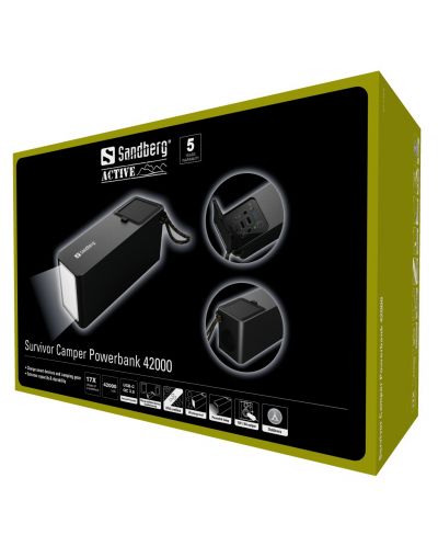 Портативна батерия Sandberg - Survivor Camper, 42000 mAh, черна - 2