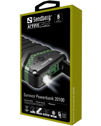 Портативна батерия Sandberg - Survivor, 20100 mAh, черна - 2