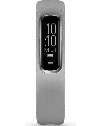 Смарт гривна Garmin - Vívosmart 4, размер S/M, сребриста, сива силиконова каишка - 2