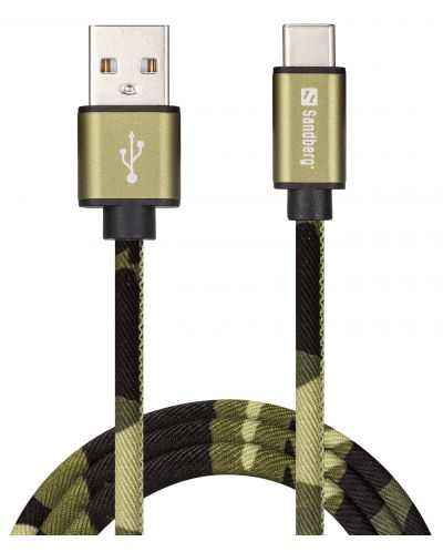 Кабел Sandberg - USB-C, 1 m, Camouflage - 1