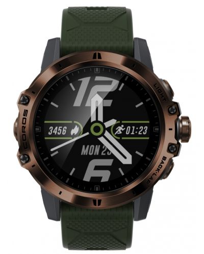 Смарт часовник Coros - Vertix, 1.2", кафяв/зелен - 3
