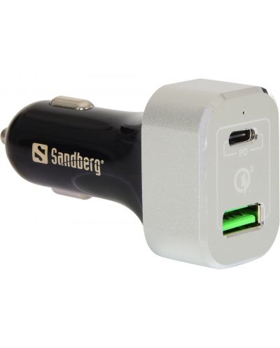 Зарядно за кола Sandberg - Car Charger, USB-A/C, 63W, черно - 1