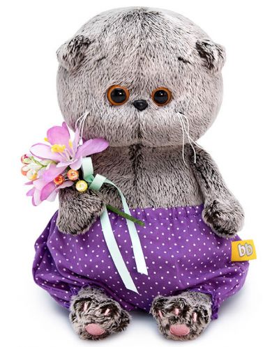 Плюшена играчка Budi Basa - Коте Басик бебе с лилави панталонки, 20 cm - 1