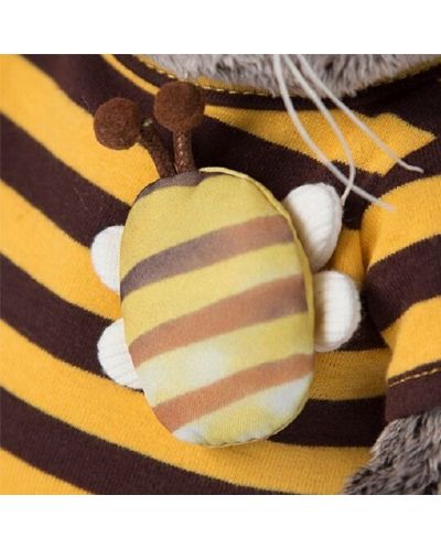 Плюшена играчка Budi Basa - Коте Басик с тениска с пчеличка, 19 cm - 4