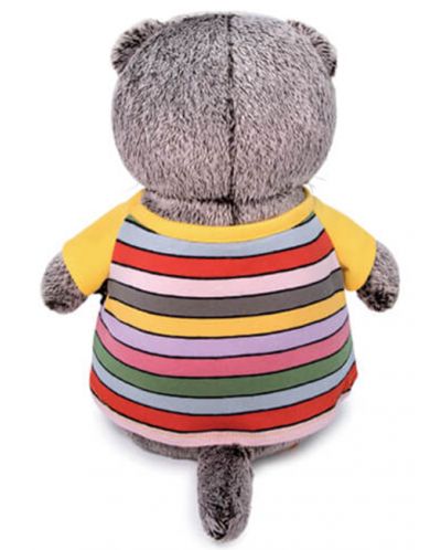 Плюшена играчка Budi Basa - Коте Басик в блузка на райета и джобче, 19 cm - 4