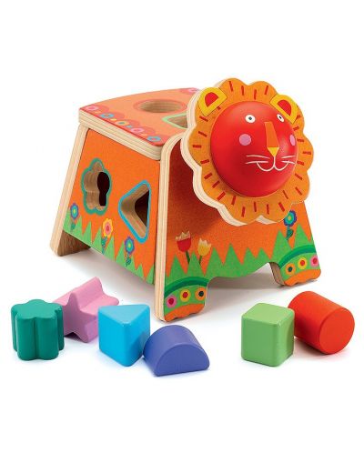 Дървена играчка за сортиране Djeco - Лъвче