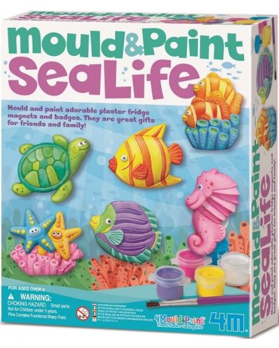Творчески комплект 4M Mould & Paint - Направи си сам гипсови фигурки на морски животни - 1
