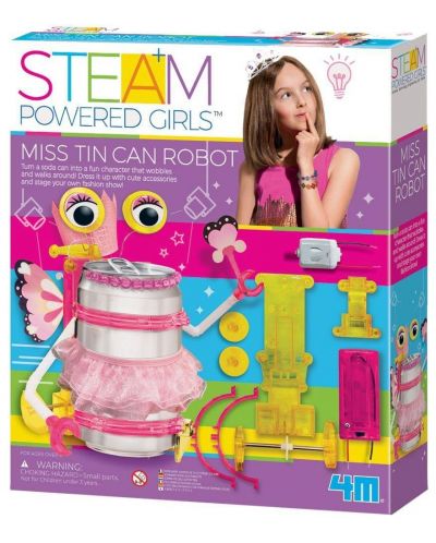 Творчески комплект 4M Steam Powered Girls - Направи си сама, Робот от кенче