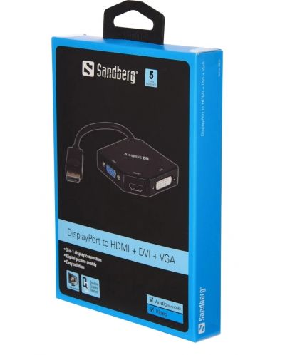 USB хъб  Sandberg - 509-11, 3 порта, черен - 2
