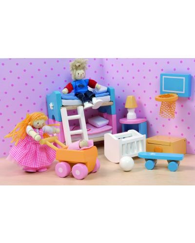 Дървени мебели за кукленска къща - Детска стая - 2