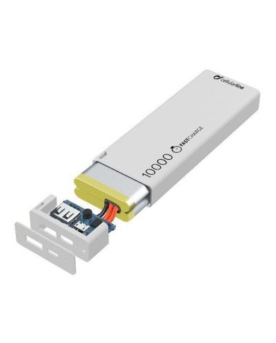 Портативна батерия Cellularline - Ultra Slim, 10000 mAh, бяла - 3