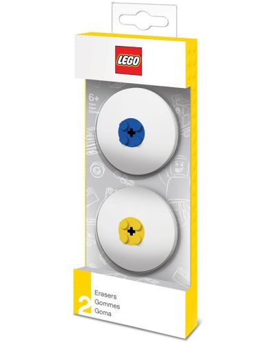 Комплект гуми за триене Lego Wear - С Lego елементи, 2 броя, синя и жълта - 1