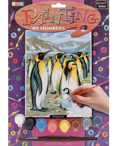 Творчески комплект за рисуване KSG Crafts - Шедьовър, Пингвини - 1