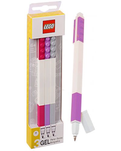 Комплект гел химикалки Lego Wear - С Lego елементи,  3 броя, цветни - 1