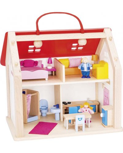 Детска игра Goki - Кукленска къща, в куфар - 2