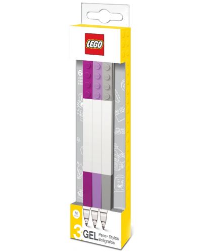 Комплект гел химикалки Lego Wear - С Lego елементи,  3 броя, цветни - 3