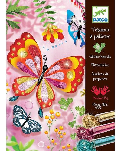 Творчески комплект за рисуване с брокат Djeco - Пеперуди - 1