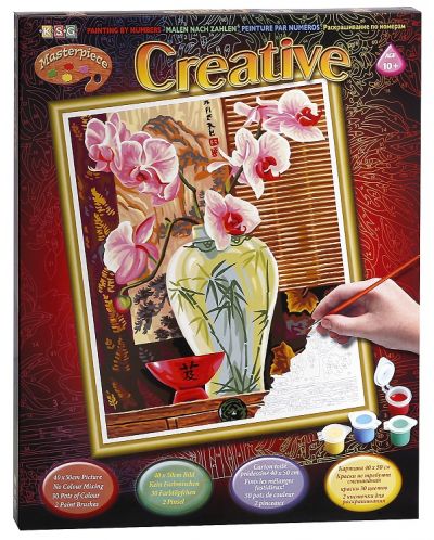 Творчески комплект за рисуване KSG Crafts - Шедьовър, Ваза с орхидеи - 2