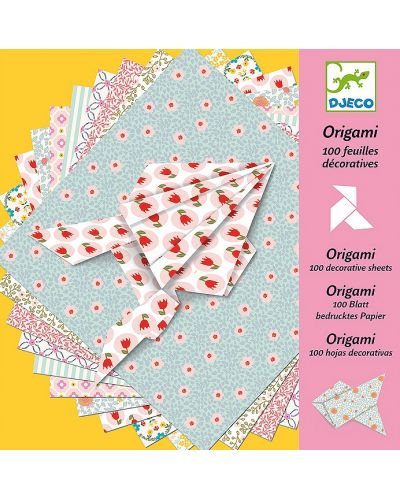 Творчески комплект за оригами Djeco - Цветни хартии - 2