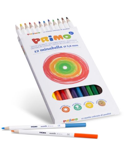 Комплект цветни моливи Primo - Minabella, 12 цвята - 2
