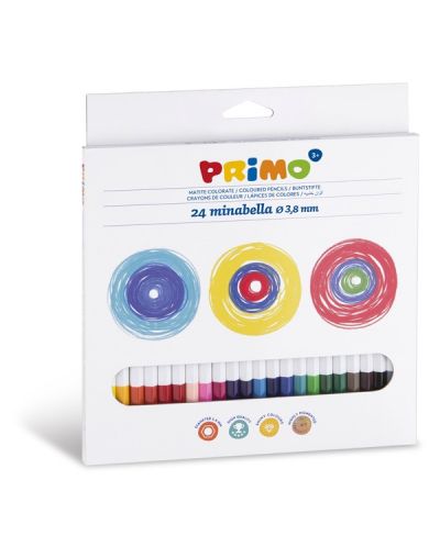 Комплект цветни моливи Primo Minabella - Шестоъгълни, 24 цвята - 1