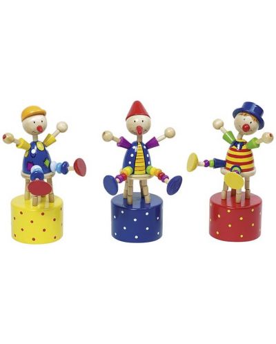 Дървена играчка Goki - Танцуващи клоуни - 1