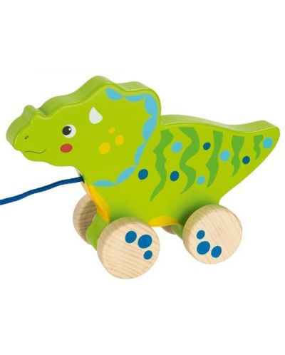 Дървена играчка за дърпане Goki - Динозавър I - 1