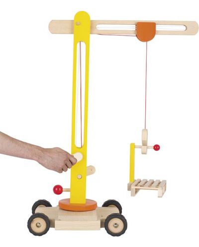 Дървена играчка Goki - Строителна машина, кран - 2