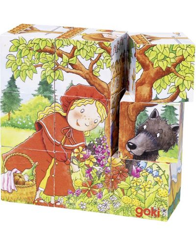 Дървени кубчета Goki - Приказки, девет части - 1