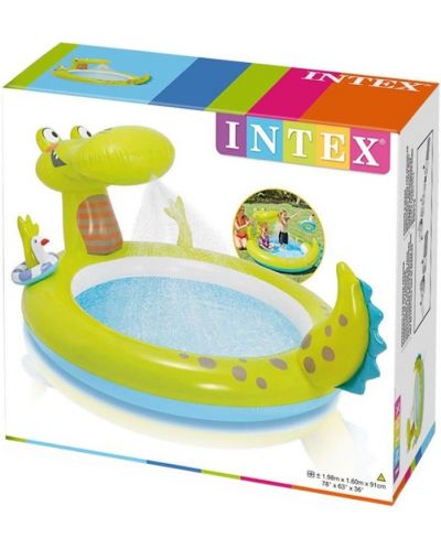 Детски надуваем басейн Intex - Крокодил, с пръскалка - 5