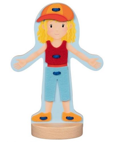 Дървена играчка Goki - Кукла за обличане - 4