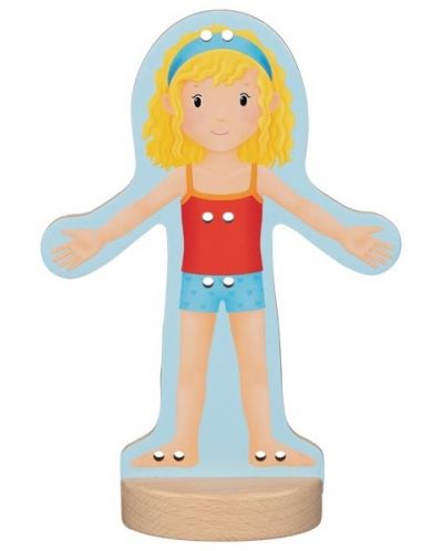 Дървена играчка Goki - Кукла за обличане - 1
