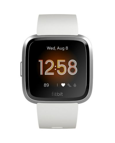 Смарт часовник Fitbit - Versa Lite, 34mm, сребрист с бяла каишка - 2