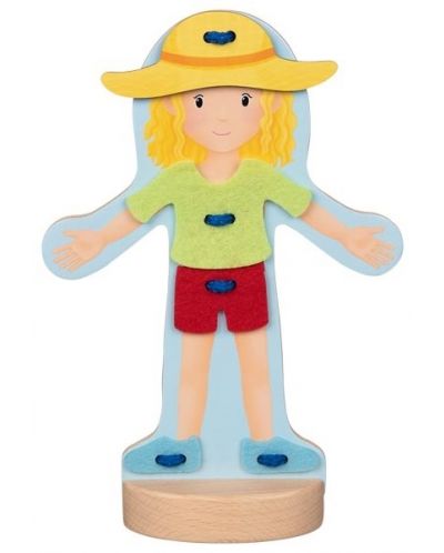 Дървена играчка Goki - Кукла за обличане - 3