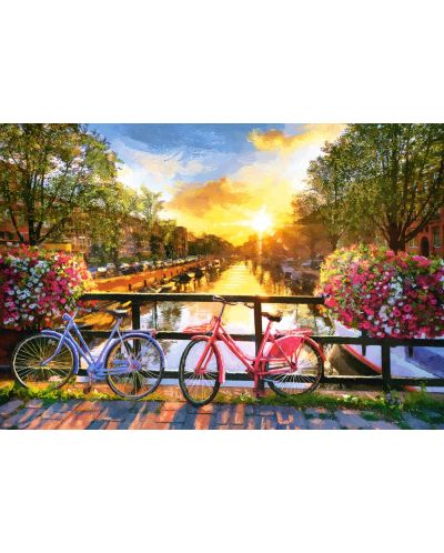 Пъзел Castorland от 1000 части - Живописен Амстердам с велосипеди - 2