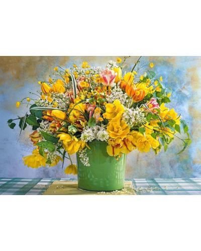Пъзел Castorland от 1000 части - Пролетни цветя в зелена ваза - 2