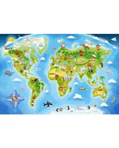 Пъзел Castorland от 40 XXL части - Картата на света - 2