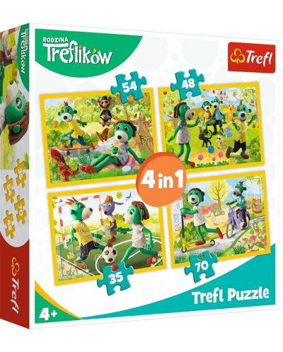 Пъзел Trefl 4 в 1 - Трефликс се забавляват