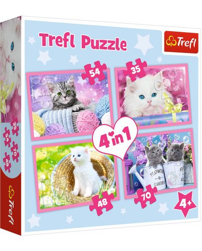 Пъзел Trefl 4 в 1 - Котешки забавления
