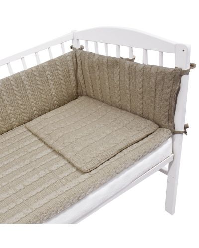Плетен спален комплект от 4 части за бебешко креватче EKO - Бежов - 1