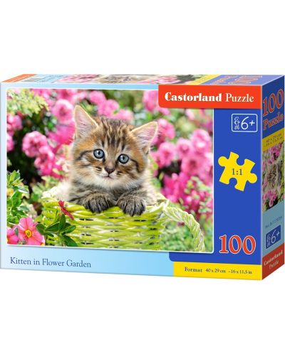 Пъзел Castorland от 100 части - Коте в градината - 1