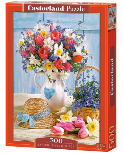 Пъзел Castorland от 500 части - Пролет във ваза с цветя - 1