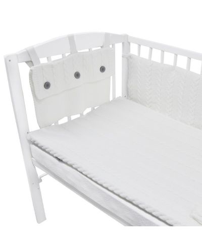 Плетен спален комплект от 4 части за бебешко креватче EKO - Бял - 2