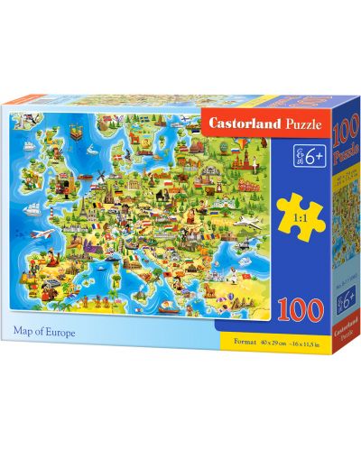 Пъзел Castorland от 100 части - Карта на Европа - 1