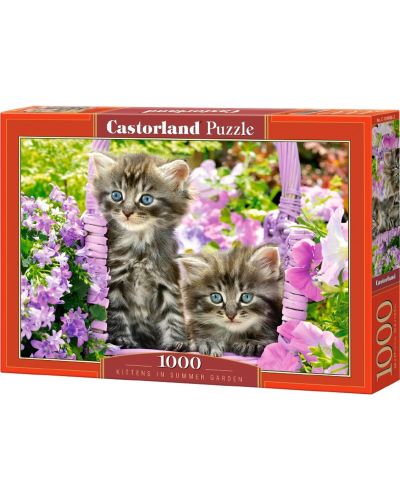 Пъзел Castorland от 1000 части - Котенца в лятна градина, Грег Кудифорд - 1