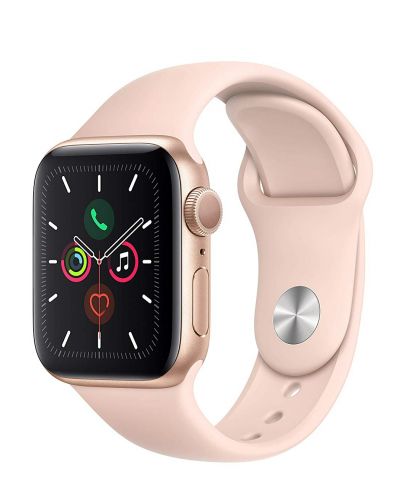 Смарт часовник Apple - S5, 40mm, златист с розова каишка - 1