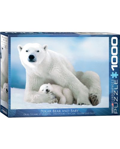 Пъзел Eurographics от 1000 части – Майка и бебе полярни мечки - 1